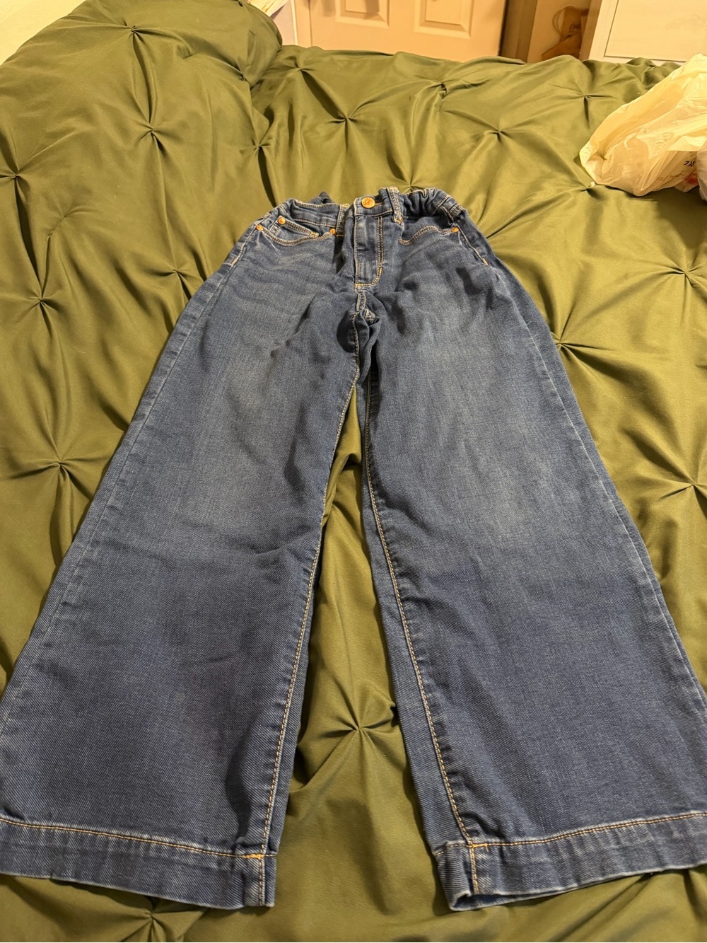 Girls Wide Leg Blue Jeans